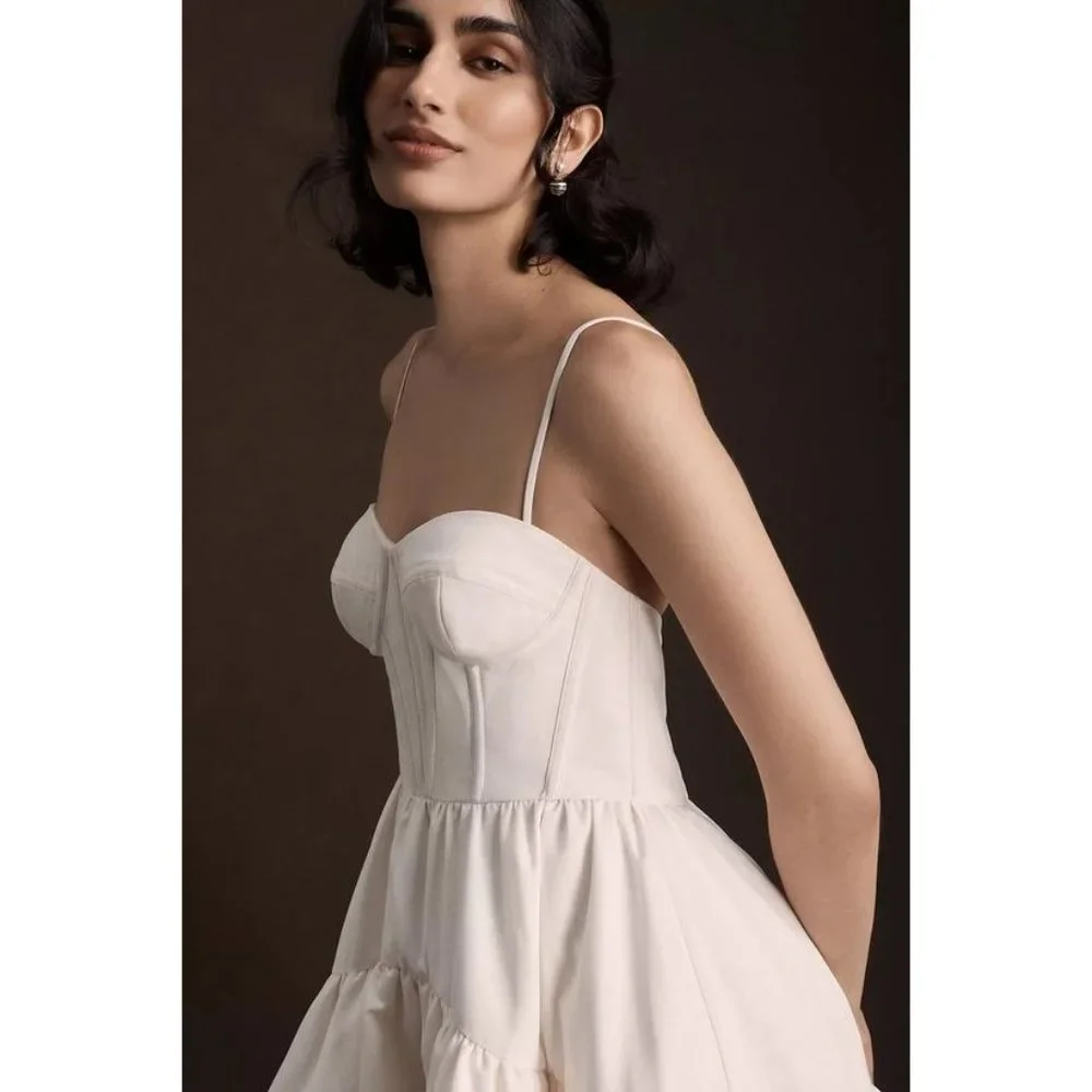 BHLDN Ivory Strapless High-Low Ruffle Bridal Dress - Picture 5 of 8